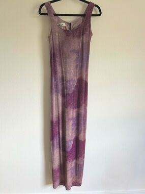 Algo Vintage 90s Whimsigoth Sparkle Tie-Dye Maxi Dress in Mauve Purple